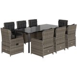  9-dijelni vrtni blagovaonski set sivi od poliratana Siva 200 x 100 x 74 cm | shoptok.hr