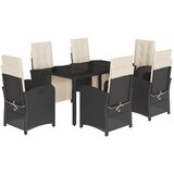  7-dijelni vrtni blagovaonski set s jastucima crni od poliratana Crna Dužina stola 150 cm | shoptok.hr