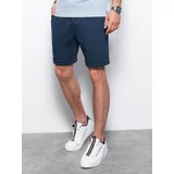 Ombre Men's knit shorts with elastic waistband - navy blue