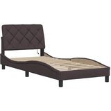  Okvir za krevet s LED rasvjetom bez madraca tamnosmeđi 90x190 cm tkanina | Shoptok.si