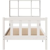 vidaXL Knjižna postelja brez ležišča bela 90x200 cm trdna borovina | Shoptok.si
