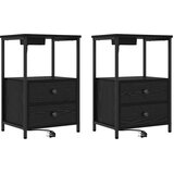  Noćni ormar 2 pcs Crni hrast 40 x 31 x 60 cm Konstruirano drvo | shoptok.hr