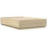  Okvir kreveta s LED svjetlima boja hrasta 150 x 200 cm drveni | Eponuda.com