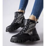 Gemre Black ankle boots with decorative inscriptions Madelene | Shoptok.si