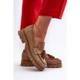 Zazoo 3469 Suede Women's Loafers With Fringes Beige | shoptok.hr