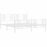  Metalni okvir kreveta uzglavlje i podnožje bijeli 180x200 cm | shoptok.hr
