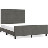 The Living Store Posteljni okvir z vzglavjem temno siv 140x190 cm žamet - Posteljni Okvir Z Vzglavjem, (21488781) | Shoptok.si