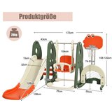  Gugalni tobogan in gugalnica za malčke 172 x 182 x 108-120 cm oranžna | Shoptok.si