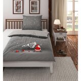 XMAS OBOJESTRANSKA POSTELJNINA Christmas Collection 140/200 cm saten siva | Shoptok.si