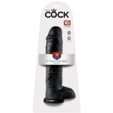King Cock 11 - velik vibrator z objemko za testise (28 cm) - črn | Shoptok.si