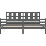  Okvir za krevet s uzglavljem sivi 200 x 200 cm od masivnog drva | shoptok.hr