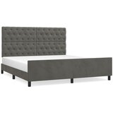 The Living Store Posteljni okvir z vzglavjem temno siv 160x200 cm žamet - Posteljni Okvir Z Vzglavjem, (21488751) | Shoptok.si