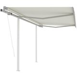 vidaXL avtomatsko zložljiva tenda s stebrički 3x2,5 m krem | Shoptok.si