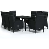  9-dijelni vrtni blagovaonski set s jastucima crni | shoptok.hr