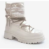 Kesi Women's snow boots with decorative lacing, white Rilana