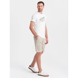 Ombre Men's monochromatic shorts with cargo pockets - beige