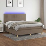  box spring s madracem LED smeđesivi 160x200 cm tkanina | shoptok.hr