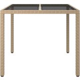  Vrtna miza 90x90x75 cm kaljeno steklo in poli ratan bež, (20624795) | Shoptok.si