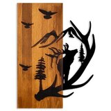 WALLXPERT deer and Mountain WalnutBlack Decorative Wooden Wall Accessory | ePonuda.com