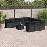  12-dijelni set vrtnih sofa od poliratana s jastucima crni | shoptok.hr
