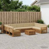 Set vanjskih sofa 10 kom. Prirodna i bež Čvrsto drvo akacije | shoptok.hr