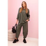 Kesi Włoski Cotton sweatshirt pants set khaki Cene