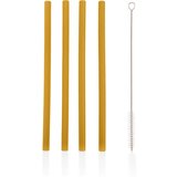Zopa Silicone Straw silikonska slamica + krtača 6 m+ Mustard Yellow 4 kos Cene