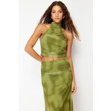 Trendyol Green Draped Barbell Neck Fitted Tulle Knitted Knitted Blouse Cene