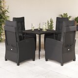  5-dijelni vrtni blagovaonski set s jastucima od poliratana crni Crna Dužina stola 80 cm | Shoptok.si