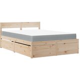 The Living Store Postelja s predali in vzmetnico 120x200 cm trdna borovina - Postelja, (21607257) | Shoptok.si