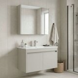 Hanah home Arno 85 - 788 Cashmere Bathroom Cabinet With Sink & Mirror Set (2 Pieces) u