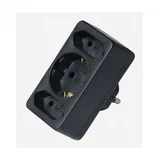 Evro adapter (Črna, Število vtičnic Euro: 2 kos, Število vtičnic Schuko: 1 kos)