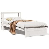  Posteljni okvir z vzglavjem bel 90x200 cm trdna borovina, (21311138) | Shoptok.si