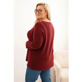 Kesi Włoski Plus size women's sweater with a boat neckline burgundy | Shoptok.si