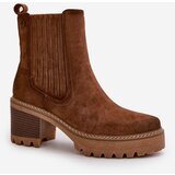 Boto Women's ankle boots on a heel made of eco suede insulated brown Nevitas | Eponuda.ba