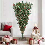 vidaXL Navrtni umetni božični drevo s setom kroglic Zelena 180 cm PVC | Shoptok.si