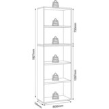 P & B PISARNIŠKI REGAL 60/74/33 cm bela, medeni hrast | Shoptok.si