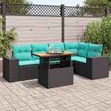 vidaXL Vrtna garnitura - 6-dijelni set vrtnih sofa s jastucima crni od poliratana - Crna 1 Cijene