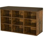 Songmics klop za čevlje, klop za shranjevanje z oblazinjenim sedežem, z blazino, 9 predelkov, nastavljive police, za dnevno sobo, predsobo, 30,3 x 78,5 x 48 cm, rustikalno rjava LHS009B01, (21389218) Cene