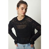 Happiness İstanbul Women's Black Openwork Knitwear Sweater Cene