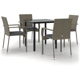  5-dijelni vrtni blagovaonski set crno-sivi od poliratana Siva Dužina stola 80 cm | Shoptok.si
