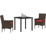  Set stola i stolica s jastukom 3 pcs Smeđa PE ratan | shoptok.hr