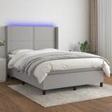  box spring s madracem LED svjetlosivi 140x200 cm tkanina | shoptok.hr