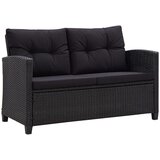 Maison Chic Vrtni kavč - Zunanji kavč dvosed z blazinami črn 124 cm poli ratan, (22041852) | Shoptok.si