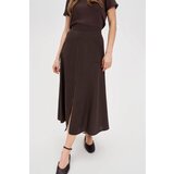 Marisse Brown Skirt With A Slit | Shoptok.si