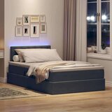 vidaXL Krevet S LED lampica s pohranom Tamno siva 120 x 200 cm Baršun | shoptok.hr