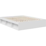  Konstrukcija postelje Bela 150 x 200 cm Masivno borovo les, (5000102987) | Shoptok.si