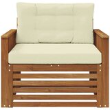  Set vanjskih sofa Čvrsto drvo akacije i poliester Prirodna - Prirodna boja i krem Vučna šina | shoptok.hr