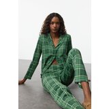 Trendyol Green 100% Cotton Plaid Knitted Pajama Set | Shoptok.si