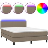  box spring s madracem LED smeđesivi 140x190 cm tkanina | shoptok.hr